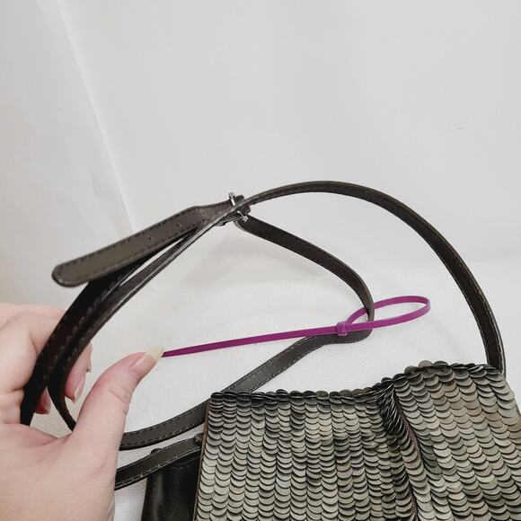 Hoss Intropia brown leather beaded and metal sequined cross body bag - Picture 3 of 16